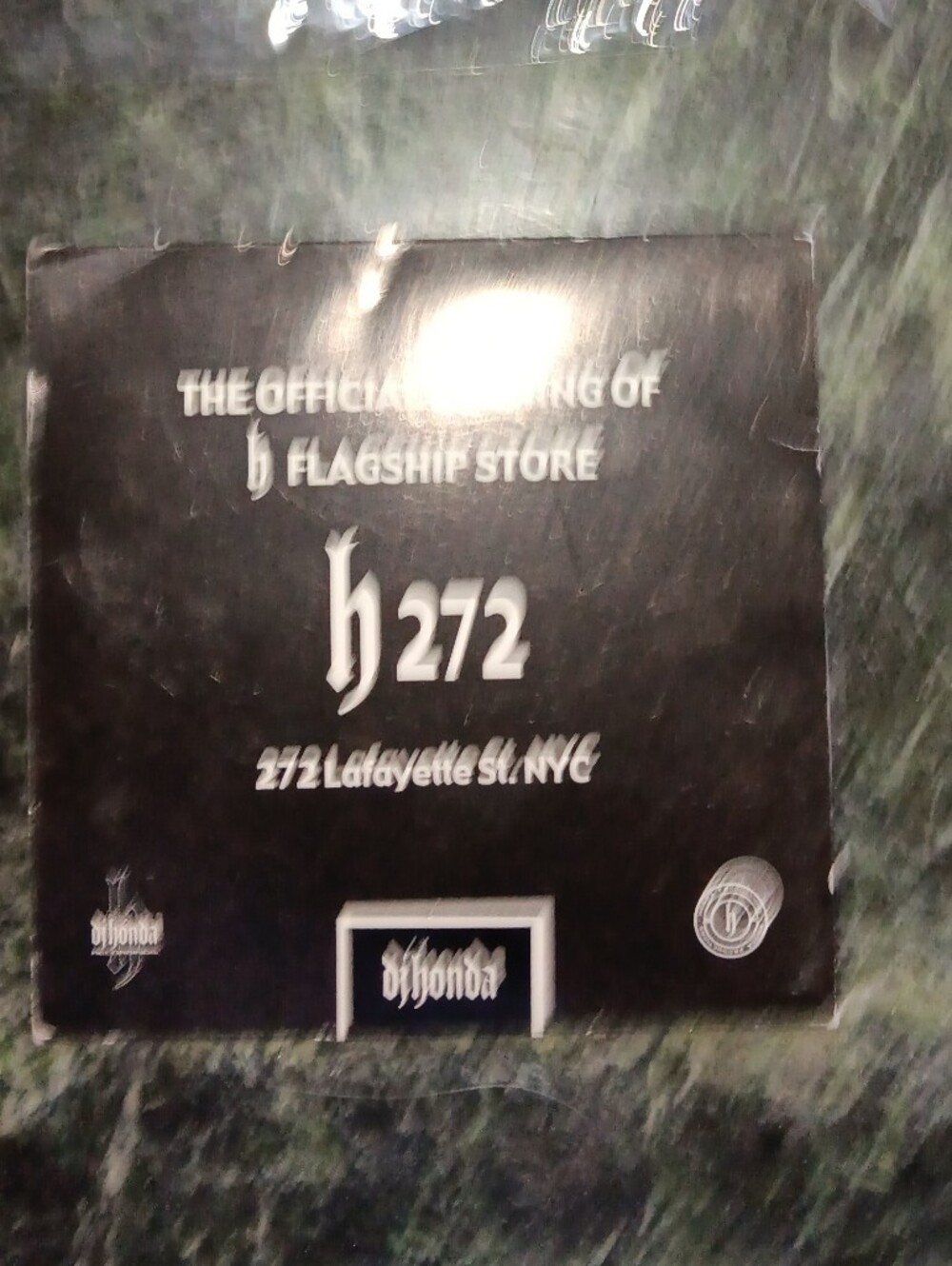 vintage dj honda promotional sticker commemorating the grand opening of his flag